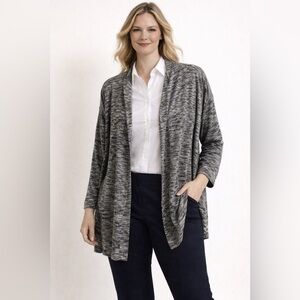 Soft Surroundings Women’s Duster Cardigan Sweater Heather Gray Knit Career Sz 1X